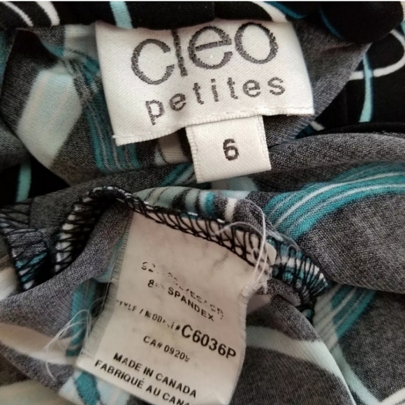 Cleo Petites 6P Black Teal Cap Sleeve Midi Dress - Picture 6 of 6